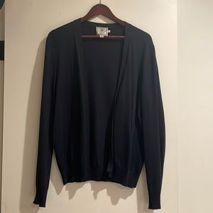 Navy Cashmere / Cotton Blend Cardigan